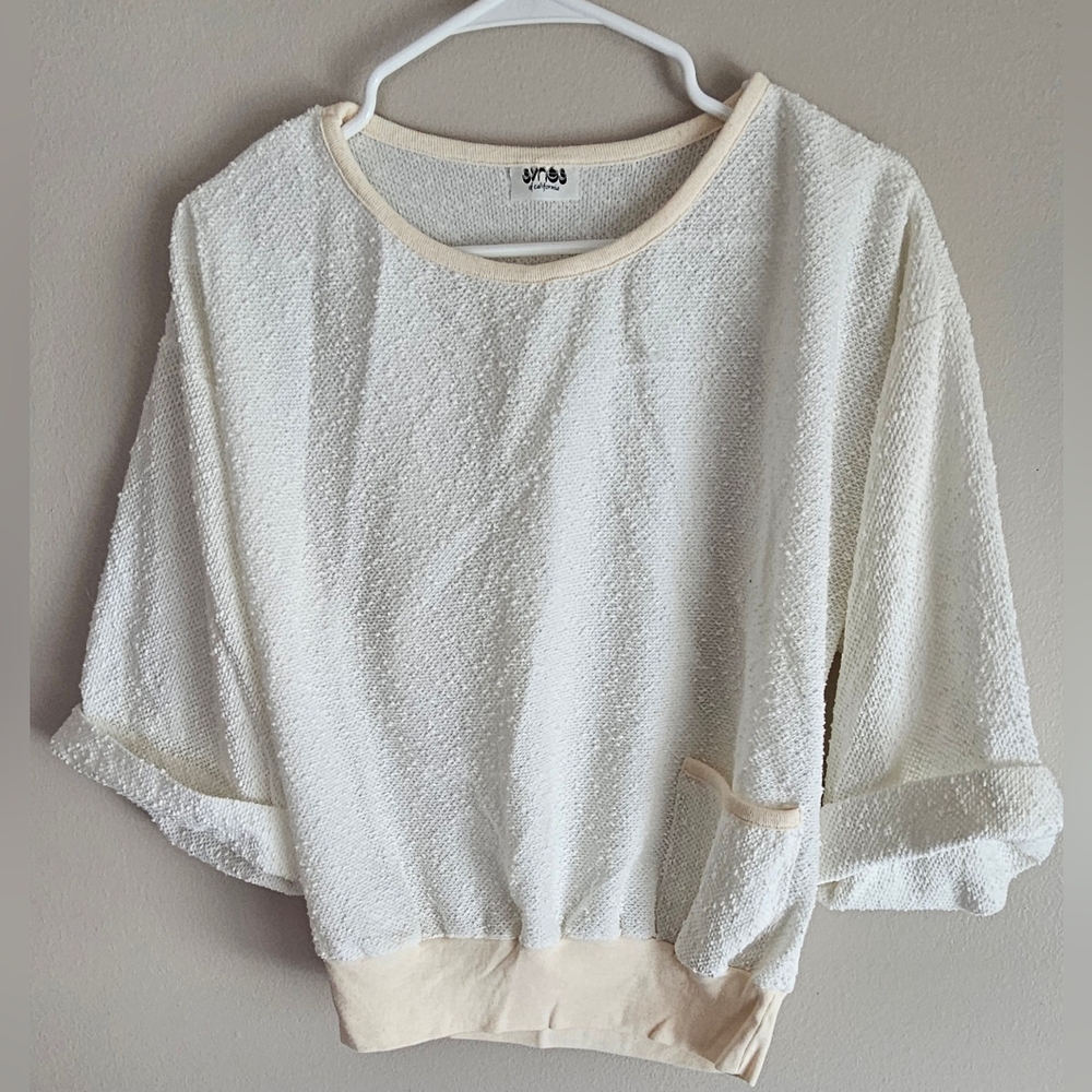 Vintage 80's Cream and White Textured Top